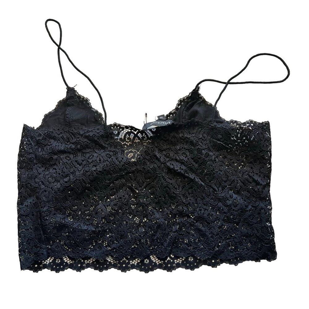 Olivaceous black strappy lace bralette Size Medium NWOT